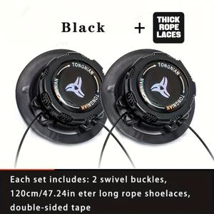 TEMU 자동 신발끈 2개 세트, 운동화용 탄성 묶지 않는 회전 버클 끈, 성인용 튼튼한 원형 끈, 스포츠 신발을 위한 안정적인 교체 끈, 일상 및 공식적인 사용에 적합