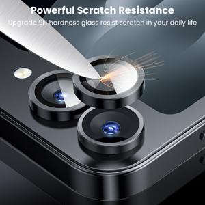 TEMU SOURFAF Z Flip 7/6/5 렌즈 필름 3세트, 강화 유리 메탈 뒷카메라 보호 커버, 스타일리시 휴대폰 액세서리, 크리스마스 선물, 가족 및 친구에게 완벽한 선물