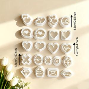 TEMU 발렌타인데이 테마 폴리머 클레이 귀걸이 제작용 몰드 21개 세트. 다양한 하트 및 사랑 디자인 특징. 이 키트에는 주얼리 펜던트 제작용 도구가 포함되어 있습니다.