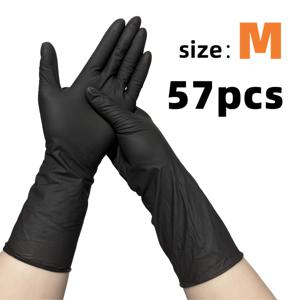 TEMU 12인치 검정색 니트릴 장갑 57개입, 터치스크린 호환, 미끄럼 방지 도트 손가락 팁, 왼손/오른손 겸용, 설거지, 욕실, 주방, 세탁 청소용, 선물, S/M/L 사이즈