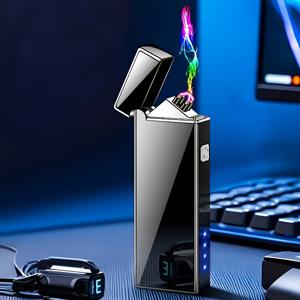 TEMU 충전식 방풍 전자 라이터, 듀얼 아크 USB-C 라이터, 무화염 블랙 플라즈마 라이터, 야외 캠핑 및 바베큐 생존 키트, 아빠, 남자친구, 남편을 위한 발렌타인데이 선물