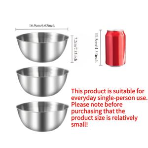 TEMU 고품질 스테인리스 스틸 믹싱 볼 및 샐러드 볼 - 내구성이 좋고 보관이 용이하며 샐러드, 면, 수프, 과일, 채소, 계란, 베이킹, 그릴, 요리에 적합 | 주방에서 식사 준비 및 보관에 이상적