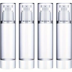 TEMU 4개 펌프 병, 투명 플라스틱 여행용 세면 용품 병, 리필 가능한 화장품 용기 펌프 병 디스펜서, 화장품, 파운데이션, 로션, 샴푸용 여행용 컨테이너 (50ml)