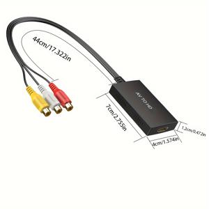 TEMU RCA to HD 비디오 컨버터 어댑터, 1080P PAL/NTSC 호환, PS1/PS2/PS3, STB, Xbox, VHS, VCR, 블루레이 DVD 플레이어, USB 전원 공급, 2023 모델, 내구성 있는 매트 마감, 5V 전압, RCA 암 커넥터