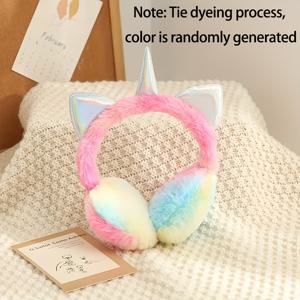 TEMU 무지개 색상의 귀어 마프, 마카롱 유니콘 스타일, 추운 가을 겨울에 완벽.