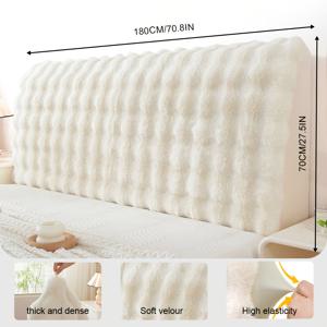 TEMU 1개 침대 헤드보드 두꺼운 커버 퀼트 헤드보드, 암호화된 두께의 플러시 보호커버, 초짧은 탄력 있는 플러시 침대 헤드 슬립커버 풀 사이즈 침대용 세탁 가능한 헤드보드 프로텍터 화이트