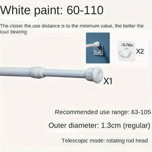 TEMU 3개/세트 조절 가능한 텐션 드릴 불필요 커튼 텐션 로드 (로드 홀더 2개 포함) - 튼튼한 플라스틱 재질 - 샤워실, 옷장, 창문 등에 적합 - 실용적인 다기능 가정용품 - 클립형 후크 지지 프레임 추가|샤워커튼