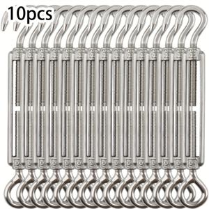 TEMU 10개 M5 스테인레스 스틸 턴블럭크 후크와 아이 - 케이블, 옷걸이, 자외선 차단막, 4.88인치에서 7.48인치까지 연장, 강력하고 내식성, 산업용 재료 처리에 필수, 와이어 텐션러 교체 | 강력한 턴블럭 | 내식성 턴블럭