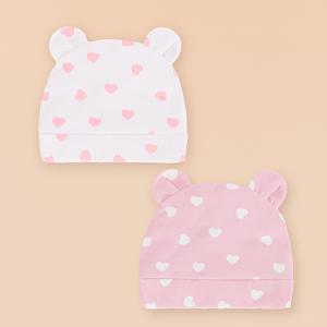 TEMU 2개/1개 아기 하트 패턴 장식 3D 귀 없는 모자, 귀여운 부드럽고 편안한 신생아 병원 모자, 트렌디하고 통기성 좋음, 0-3개월 유아용|여름모자