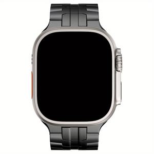 TEMU 애플워치 울트라 49mm/46mm 비즈니스 스테인리스 스트랩, 아이워치 시리즈 9/8/7/6/5/SE 45mm/44mm 남성용 링크 밴드