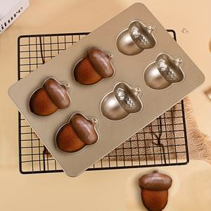 TEMU 6구 버섯 도토리 케이크 몰드 버터 떡 베이킹 파운드 케이크 몰드 가정용 오븐 베이킹 팬
