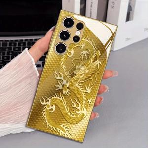 TEMU 휴대폰 케이스 - 트렌디한 비즈니스 드래곤 패턴의 강화 유리 휴대폰 케이스, 삼성 갤럭시 S25 울트라/S24 울트라/S23 울트라/S23+/S23 FE/S22 울트라/S21 울트라/S20 울트라 호환, 남성을 위한 풀 보호, 내마모성 디자인|S21케이스