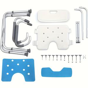 TEMU 높이 조절 가능 샤워 스툴, 등받이 및 미끄럼 방지 손잡이 포함 - 튼튼한 알루미늄 프레임 및 폼 팔걸이, 38.86 Cm에서 50.04 Cm까지 조절 가능, 욕실 안전을 위한 목욕 의자, 고품질 알루미늄 합금 샤워 의자