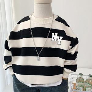 TEMU 남아용 새로운 가을 스웨트셔츠, 긴팔 라운드넥 탑, 추운 날씨에 어울리는 트렌디한 아동용 셔츠