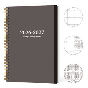 TEMU 2026년부터 2027년까지의 플래너 1개, A5 사이즈, 2026년 1월부터 2027년 12월까지 24개월 달력, 스프링 제본, 튼튼한 커버, 월간 요약, 주간 레이아웃, 노트 공간 포함, 직장 및 학교 모두에 적합|캘린더