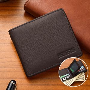 TEMU 탑 레이어 소가죽으로 만든 남성용 비즈니스 지갑 - 운전 면허증 및 신용카드를 위한 넉넉한 삼단 디자인, 지퍼 내부 포켓과 투명 사진 창이 있는 두 개의 지폐 구획, 일상 사용 및 여행, 휴일 선물에 완벽함|명함지갑