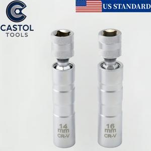 TEMU 캐스톨 툴 2pcs 세트 14mm 16mm 자석 스파크 플러그 제거 도구 소켓 렌치 3/8인치 12포인트 회전 소켓 키트