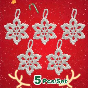 TEMU 5개 수제 크로셰드 눈꽃 장식품 - 축제 크리스마스 나무 매달린 장식품, 휴일 집 및 파티 용품, 전기 없음, 크리스마스 및 새해 선물에 완벽, 크리스마스 장식품, 크리스마스 나무 장식품, 크로셰드 크리스마스 장식품, 크로셰드 나무 장식품, 크로셰드 장식품, 크리스마스 장식품, 크리스마스 나무 장식품, 크리스마스 장식품, 새로운 아이템