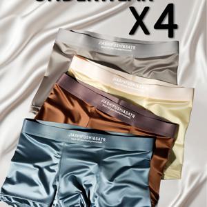 TEMU 4개입 부드러운 아이스 실키 섬유 남성용 박서 브리프, 에어컨용 팬츠, 실키 소프트 럭셔리 소재, 일상복, 피트니스, 사계절용