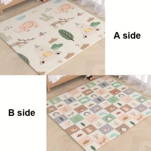 TEMU 양면 프린팅 접이식 아기 기어다니기 매트, 어린이 놀이 매트, XPE 폼 매트, 미끄럼 방지 표면, 침실, 거실, 실내, 야외, 캠핑용|캠핑매트