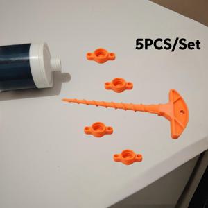 TEMU 오렌지색 실리콘 건 팁 캡 및 클리너 키트 5개 세트 - 막힘 방지 & 건조 방지 표준 실리콘 튜브, 홈 수리 및 밀봉 프로젝트, 크리스마스 선물