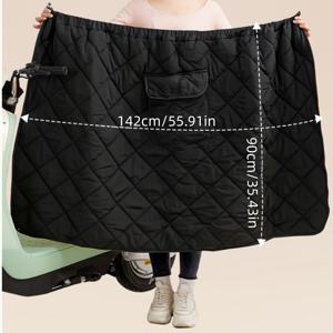 TEMU 겨울 사이클링 보온 커버, 두꺼운 방풍 스커트, 앞면 수납 포켓 및 탄성 허리 밴드, 간편한 설치, 휠체어 담요로도 사용 가능, 추운 날씨를 위한 필수 보온 담요