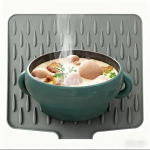 TEMU 1개 미끄럼 방지 실리콘 주방 싱크대 매트 | 고온 저항, 내수구 디자인 내장, 간편한 청소, 공간 절약형 식기 건조 매트, 크기 15.75*11.81인치, 조리대, 싱크대, 냉장고에 적합