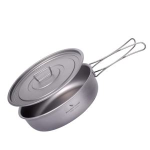 TEMU 바운들리스 보이지 티타늄 캠핑 요리 팬 (뚜껑 포함) - 초경량 휴대용 야외 프라이팬 & 뚜껑, 캠핑, 피크닉, RV용 - 티타늄 조리기구 (논스틱 코팅 없음)