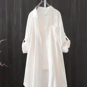 TEMU 플러스 사이즈 여성용 긴팔 버튼업 셔츠 - 클래식 칼라 솔리드 컬러 캐주얼 탑, 세탁기 사용 가능 봄/가을 레이어링 필수 아이템, 시즌 패션, 미묘한 텍스처 패턴