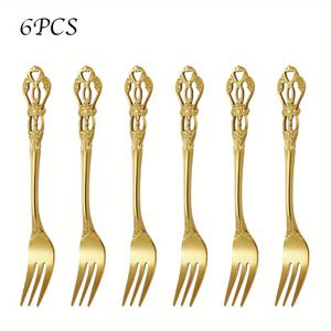 TEMU 레트로 코트 스타일 디저트 스푼/디저트 포크 세트 6/12개, 우아한 커피 스푼, 티스푼, 포크, 과일 포크, 고품질 스테인리스 스틸 커트러리, 티 파티/커피 파티/크리스마스/추수감사절/생일/결혼식/휴일에 적합