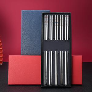 TEMU SUS316 스테인리스 스틸 젓가락 5개 세트 - 미끄럼 방지 레이저 패턴, 컬러 코드 팁 (SUS316 등급) - 레스토랑 및 아시안 다이닝용 - 위생적이고 내식성 식기