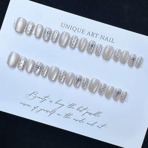 TEMU 30개 우아한 블랙 물방울 무늬 리본 디자인 프레스온 네일 - 글로시, 짧은 발레 스타일, 여성용 자가 접착 아크릴 네일 아트, 매니큐어 및 선물용으로 완벽, 네일 아트 용품 | 우아한 네일 디자인 | 글로시 엔드 네일, 네일 아트 키트