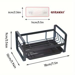 TEMU 1pc 스테인레스 스틸 다용도 벽걸이형 정리 선반, 주방 싱크대 옆 스크러버, 스펀지, 천, 손 비누, 브러시 보관용 작은 사각 선반 - 금속 파이프 미포함.