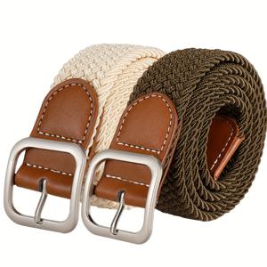 TEMU 2024년 신상 남녀 공용 투피스 세트, 구멍 없는 탄성 스트랩, 구멍 없는 데님 벨트와 함께, 트렌디한 사람에게 적합