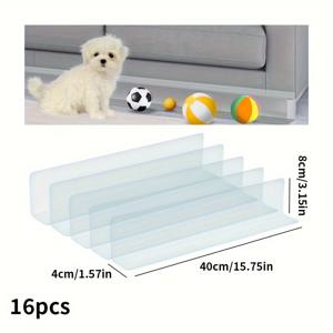 TEMU 16개 팩 투명 가구 차단기, 애완동물 침대 보호대, 절단 가능한 틈새 버퍼, 소파 보호대, 침대 받침 보호대, 탁상 선반 욕실 거울 캐비닛 선반 보호대, 플라스틱 애완동물 울타리, 가정 주방 가구 교체 부품, 배터리 필요 없음