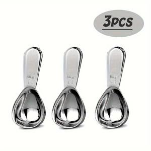 TEMU 스테인리스 스틸 소재의 커피 스푼 3개 세트. 짧은 손잡이가 특징이며, 커피, 풀린 차, 설탕 또는 밀가루를 측정하는 데 이상적입니다 (3개입, 15ml/30ml).