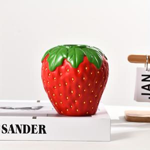 TEMU 1개 핸드메이드 노르딕 스타일 창의적인 귀여운 레진 딸기 화병, 거실·책상·플로럴 데코에 이상적 - 파티, 휴일, 스터디룸, 발코니, 정원 꽃, 건조 꽃 장식, 파티 장식용, 화병, 예술적 디자인, 내구성 있는 소재, 독특한 화병, 인테리어 및 홈 스타일리스트를 위한 완벽한 선물