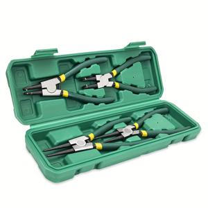 TEMU 4개 7인치 스냅링 플라이어 - 헤비 듀티, 내부 및 외부 스냅링 공구 세트 (직선 및 구부러진 조, 쉬운 반지 제거 및 C-클립 고정용) - 내구성이 뛰어난 탄소강, 보관 가방 포함