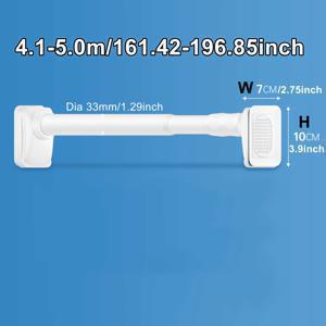 TEMU 0.4m - 5.0m 구멍 뚫지 않고 사용 가능한 커튼 레일, 직경 텔레스코픽 샤워 커튼 로드, 대형 창문용 연장 가능 조절식 롱 커튼 막대|커튼봉|샤워커튼