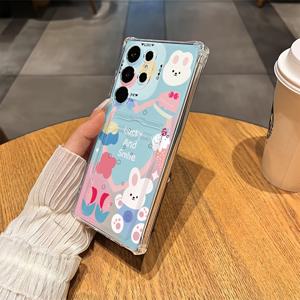 TEMU 갤럭시 A54/A53/A52용 토끼 패턴 소프트 케이스 (A52S/A34(5G)/A14(5G)/A13 5G/S21/S21 Ultra/S22/S22 Ultra/S23/S23+/S23 Ultra 및 S24 시리즈/A15/A35(5G)/A55(5G)/A25(5G)/S25 시리즈 호환) - 트렌디한 커플 디자인 포토 슬롯 카드홀더 포함
