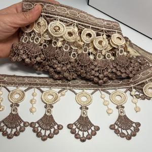 TEMU 1팩 5야드 수용성 자수 프린지 레이스 트림 - 투톤 & 컬러 (패브릭용) - 커튼, 소파 쿠션, 테이블보에 적합한 패브릭 에징 - 재봉 공예 장식용