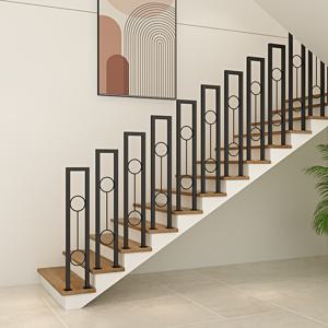 TEMU 주철 난간, U자형 계단 난간, 광택 있는 표면, 다락방 빌라용 장식용 단조 철제 난간