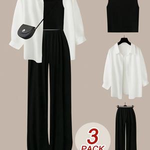 TEMU DP010577 여성용 세련된 캐주얼 자켓, 베스트 및 바지 세트