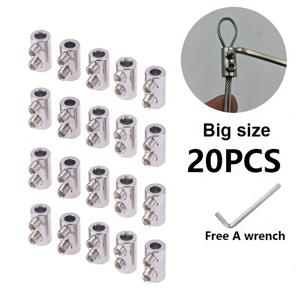 TEMU 20개 중량 스테인레스 스틸 와이어 로프 클램프 - 더블 홀, 안전한 고정 장치가 있는 조절 가능한 자체 잠금 케이블 클립, 가정 개조, DIY, 야외용