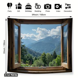 TEMU 1개 2D 평면 프린팅 사진 태피스트리 풍경 내구성 100% 폴리에스터 원단, 전기 없이 다용도 포토부스 & 이벤트용