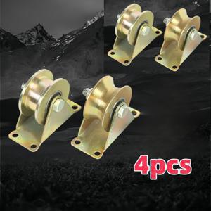 TEMU 4개 세트 고강도 스틸 케이블 풀리, 도어용 V자형 홈 휠, 역방향 트랙 산업 기계용 고강도 고정 롤러, 역방향 V-트랙, 롤링 도어 및 산업 기계 가이드 레일에 적합, 4개입