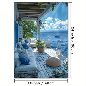 TEMU 해변 테라스 해안 풍경 캔버스 벽 예술 1개 - 현실적인 고품질 프린트, 거실, 침실, 주방, 사무실, 카페를 위한 생동감 있는 비치 하우스 장식 - 홈 데코, 해안가 집 장식을 위한 완벽한 선물, 2D 평면, 방 장식에 적합