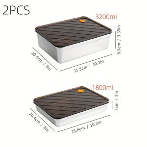 TEMU 2개 스테인레스 스틸 에어타이트 컨테이너, 3200ml + 1800ml, 방수, 쌓을 수 있는 식품 보관 상자, 냉장고, 냉동고, 오븐, 캠핑용 - 주방 정리, 식사 준비, 간식 보관에 이상적, 주방 보관 솔루션 | 쌓을 수 있는 컨테이너 | 재사용 가능한 뚜껑, 보관 상자|냉동고|트라이탄밀폐용기