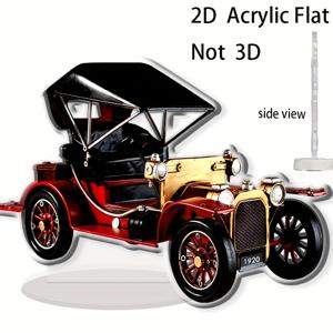 TEMU 2D 플랫 - [2D 플랫] 미국 클래식 자동차를 재탄생 시킨 레트로 빈티지 2D 비행기 모형 (티니), 창의적인 아크릴 장식품으로 집 꾸미기에 완벽하며 거실이나 바 캐비닛에 적합하며 아버지의 날 선물로도 이상적입니다.
