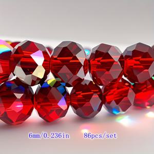 TEMU 112/86/62개 빨간색 다섯 가지 색상의 인공 비즈, 4/6/8mm 다면체 AB 컬러 간격 산란 비즈, DIY 주얼리 만들기 팔찌, 귀걸이, 목걸이, 수공예 및 액세서리에 적합한 우아한 비즈 | 오로라 마감